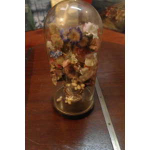impresionate fanal de cristal de flores de S.XIX 